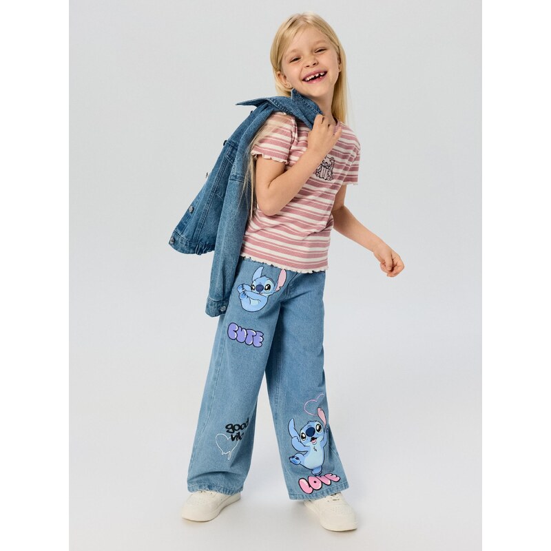 Sinsay - Džíny wide leg s příměsí viskózy Stitch - modrá
