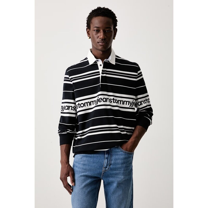 Tommy Jeans tričko s dlouhým rukávem pánské bavlněné