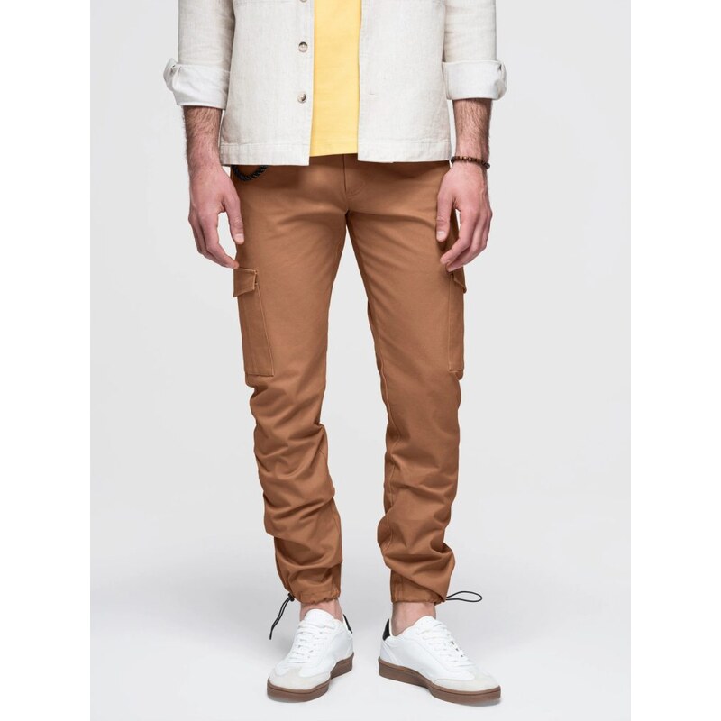 Ombre Clothing Hnědé pánské kalhoty V2 P1526
