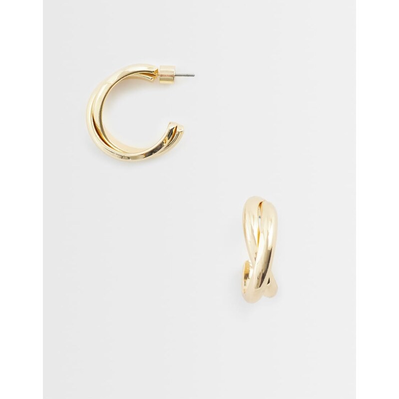 Mango cross over stud earring in gold