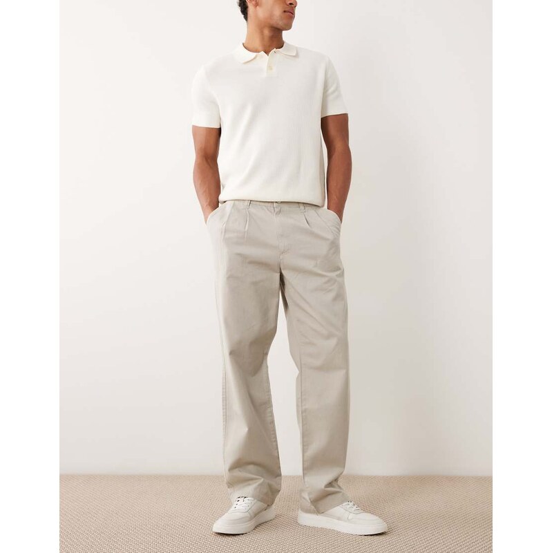 Cotton On baggy pleated trouser in stone-White