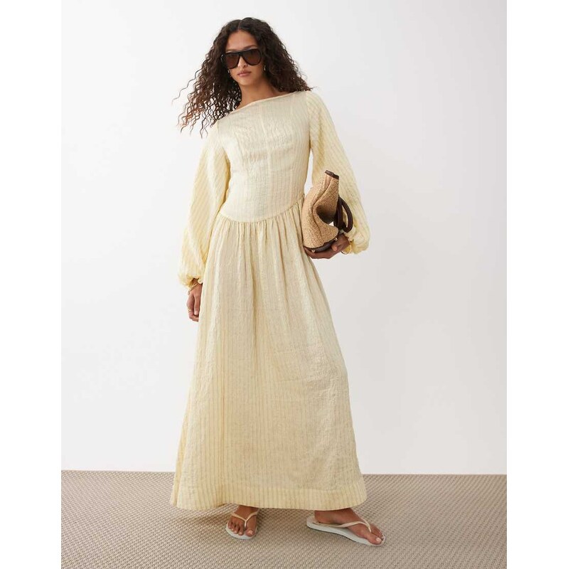 ASOS DESIGN poplin maxi dress with asymmetric waist and volume