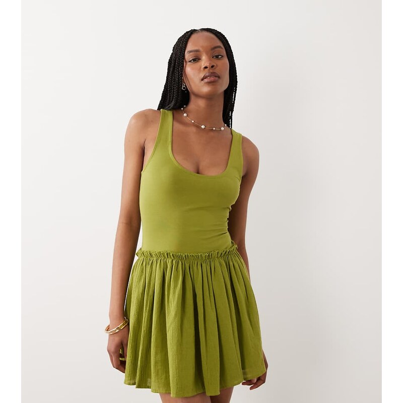 ASOS Tall ASOS DESIGN Tall dropped waist mini dress with crinkle