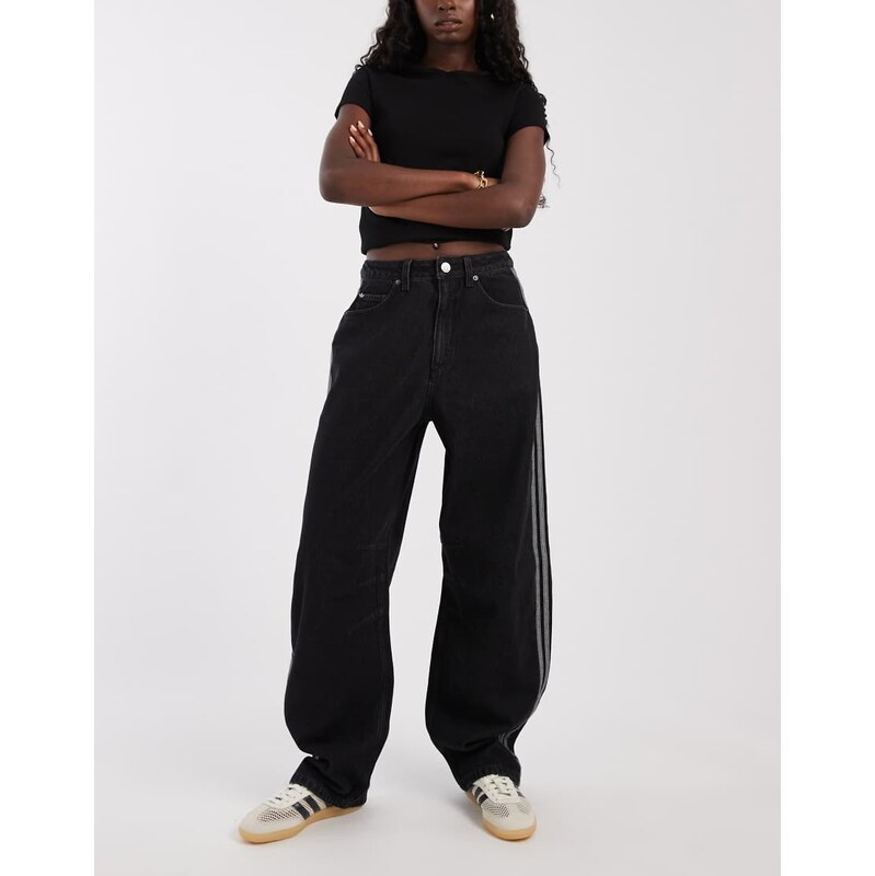 adidas Originals barrel leg jeans in black