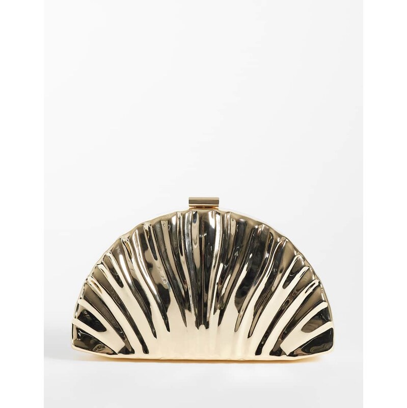 True Decadence textured hard clutch bag in gold