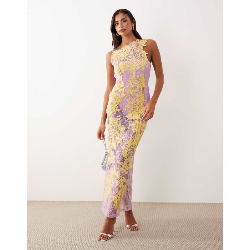 ASOS DESIGN embroidered and embellished lace dress with open