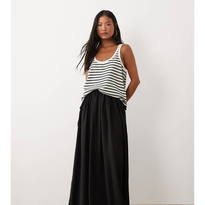 ASOS Petite ASOS DESIGN Petite tie waist soft crinkle maxi skirt