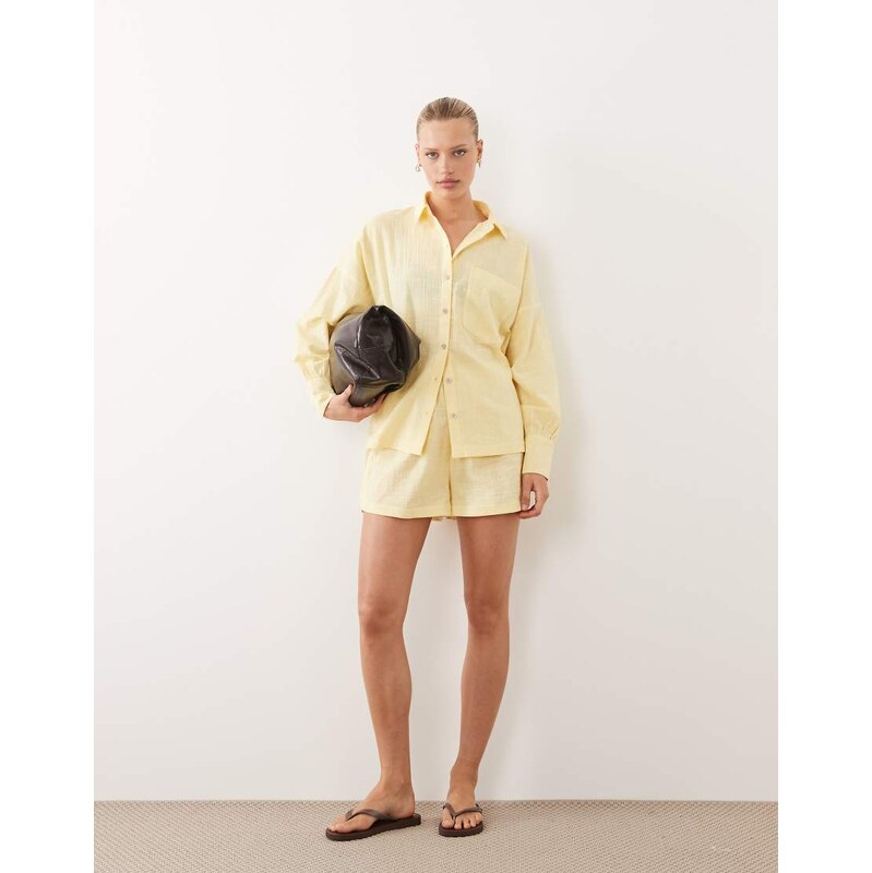 ASOS DESIGN Biarritz beach textured cotton shirt co ord in
