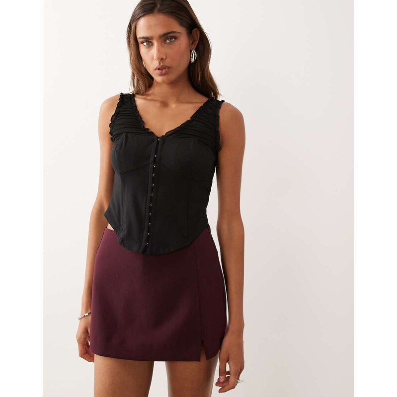 ASOS DESIGN ASOS DEISGN corset bonded top with mesh contrast in