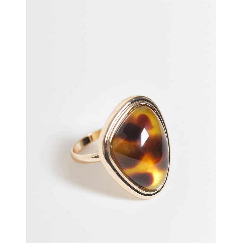 ASOS DESIGN ring with animal-print stone in gold