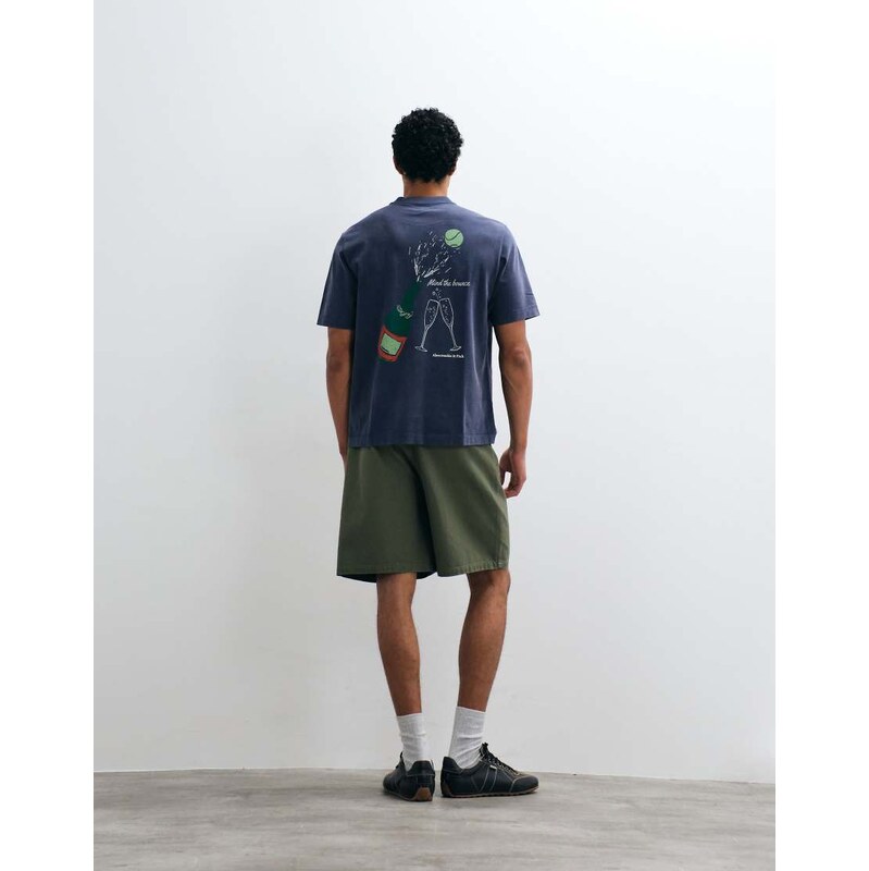 Abercrombie & Fitch Wimbledon back graphic t-shirt in navy