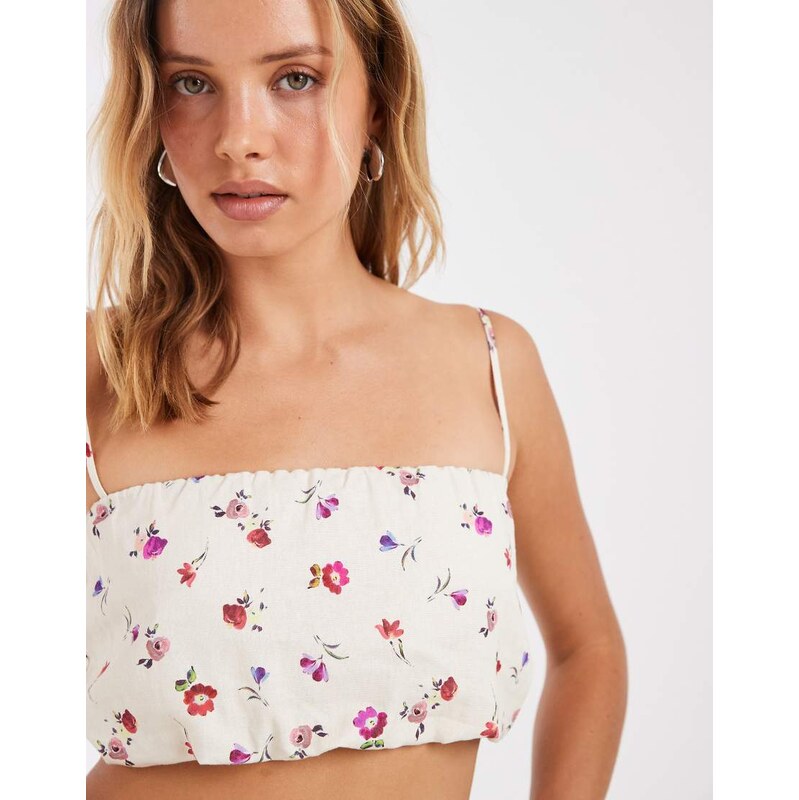 ASOS DESIGN bubble top in ditsy floral co-ord-Multi