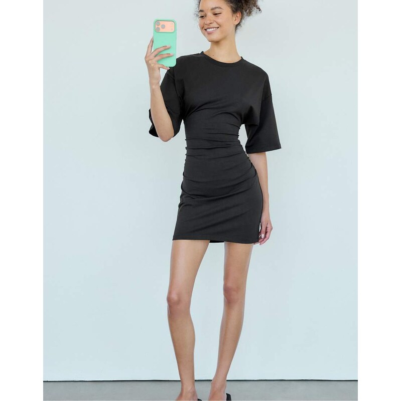 Stradivarius Short t-shirt dress in black
