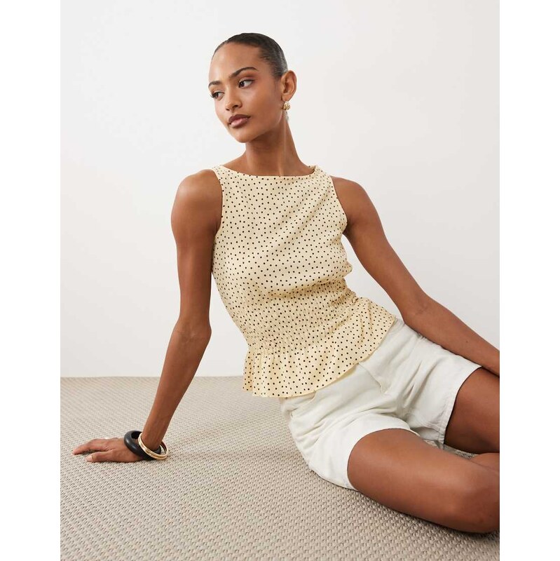 Gina tricot cinch waist sleeveless smock top in better yellow