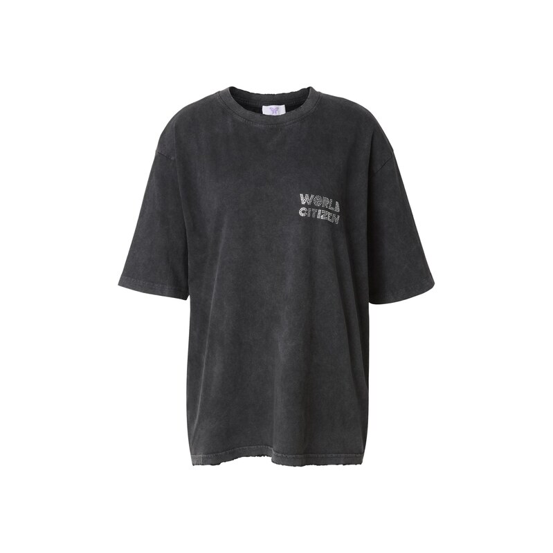 Felicious Oversized tričko černá / stříbrná