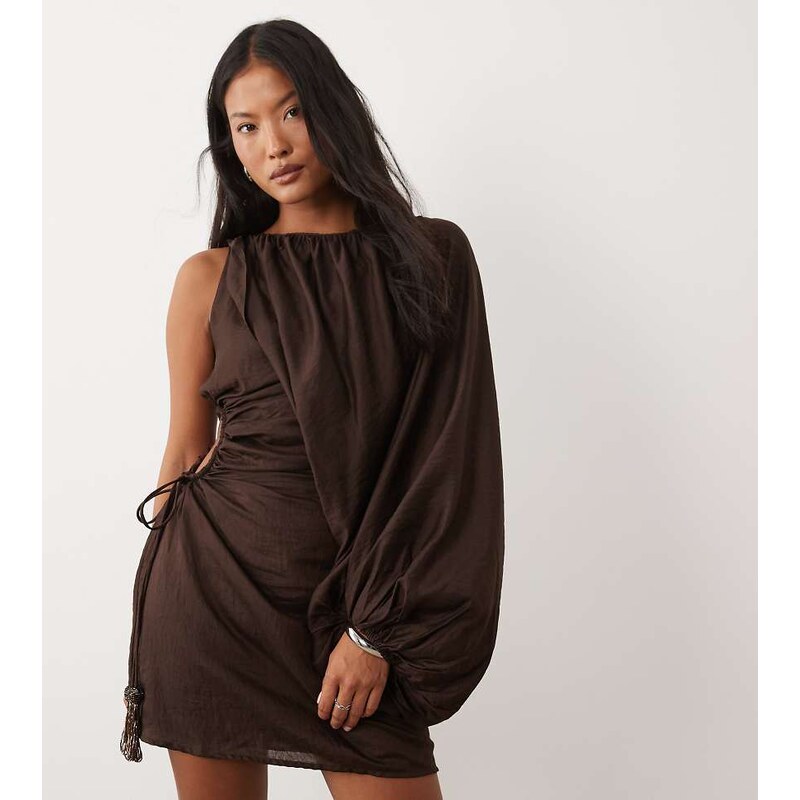 ASOS Petite ASOS DESIGN Petite one shoulder blouson mini dress