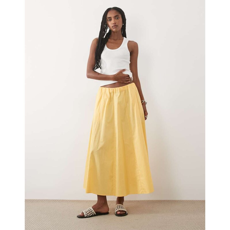 Mango Newcreta 100% cotton full maxi skirt co-ord in butter