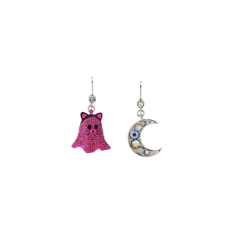 Betsey Johnson Náušnice Halloween Katze & Mond magenta /