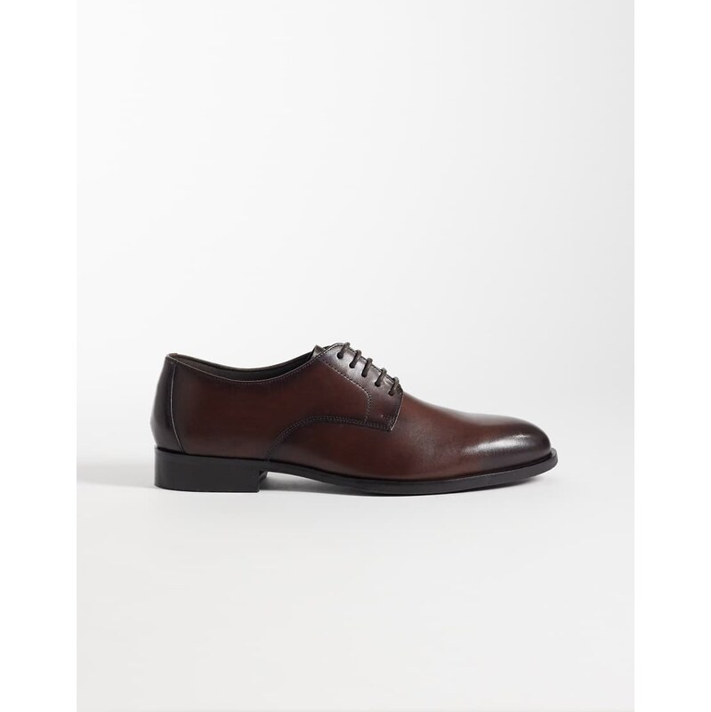 ASOS DESIGN lace up derby shoe in brown leather