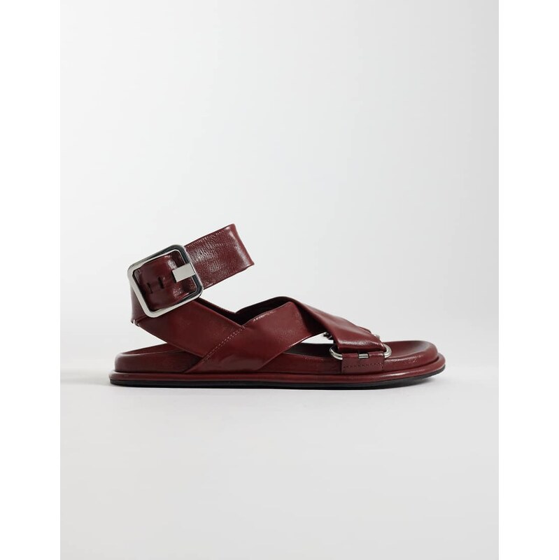 ASOS DESIGN Forrest premium footbed sandal in burgundy leather