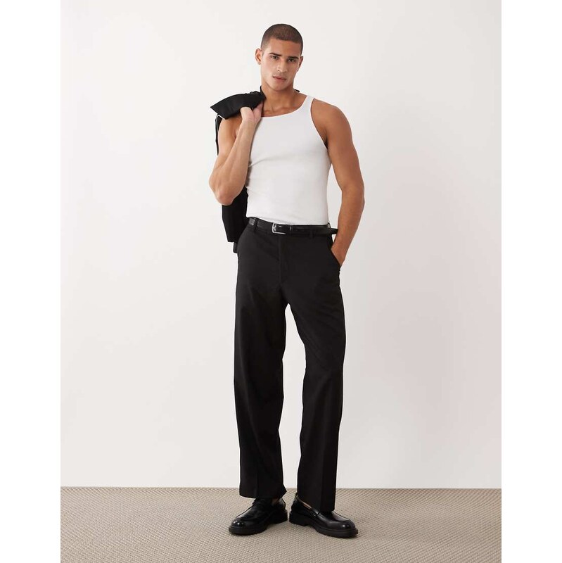 ASOS DESIGN muscle fit vest with square neck in white rib