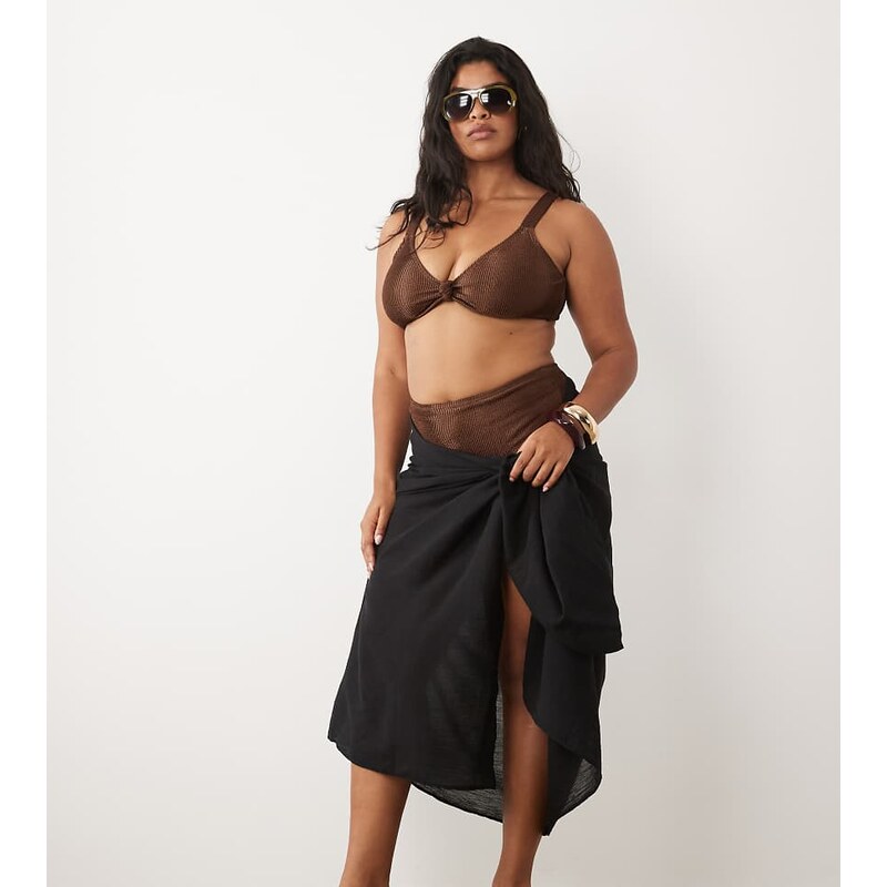 ASOS Curve ASOS DESIGN Curve beach cotton crinkle mini sarong in
