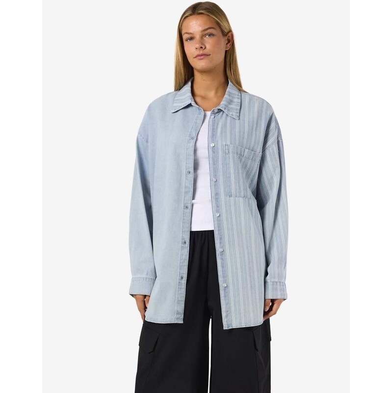 Noisy May Shirt in medium blue denim