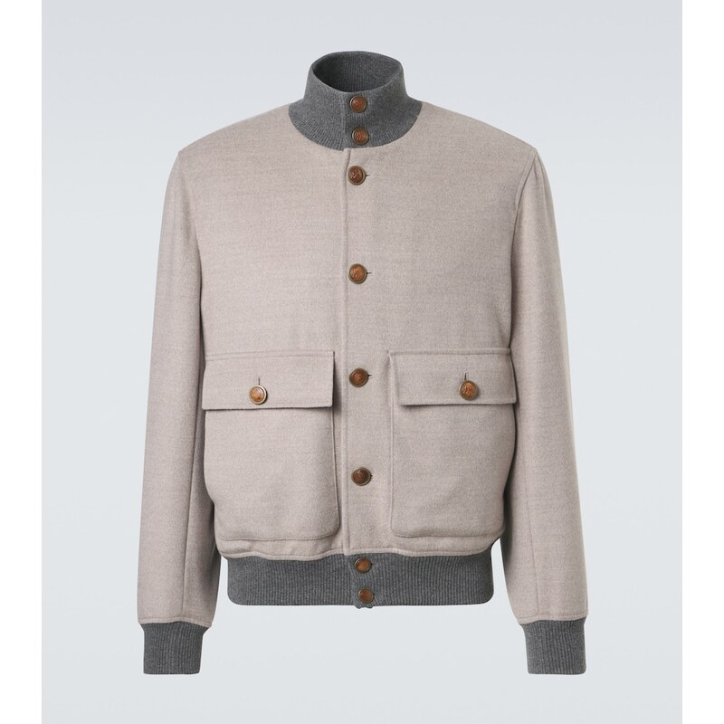 Brunello Cucinelli Cashmere-trimmed wool bomber jacket