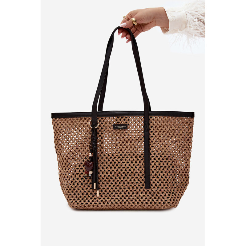 Černá shopper taška Flora&Co s přívěskem