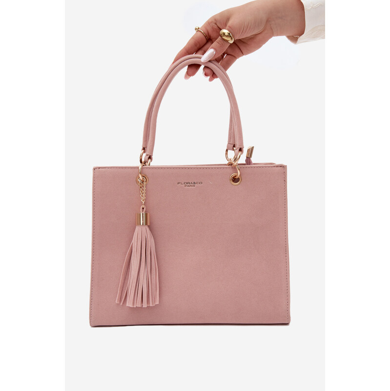 Flora&Co Ottilie růžová kabelka z imitace semiše