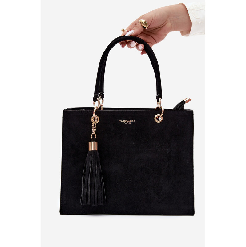 Flora&Co Černá Ottilie Kabelka z Umělého Semiše