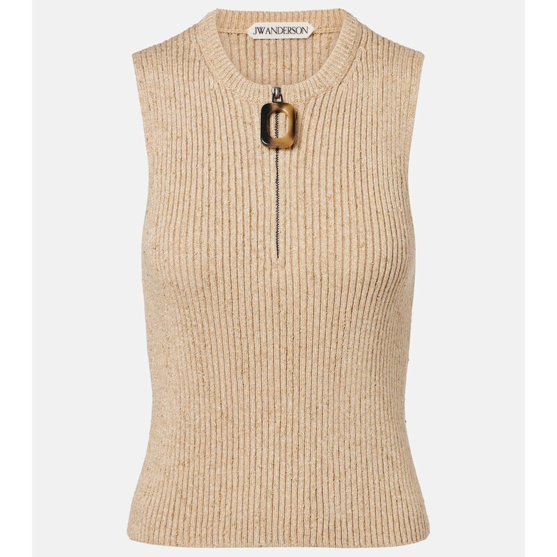 JW Anderson Ribbed-knit cotton-blend tank top