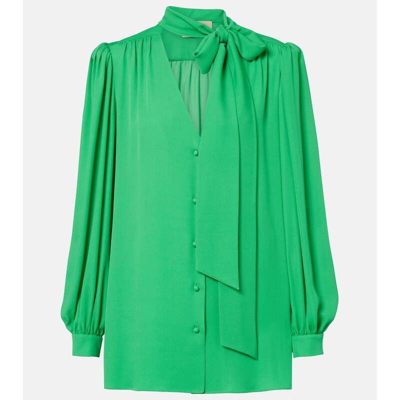 Valentino Tie-neck silk georgette blouse
