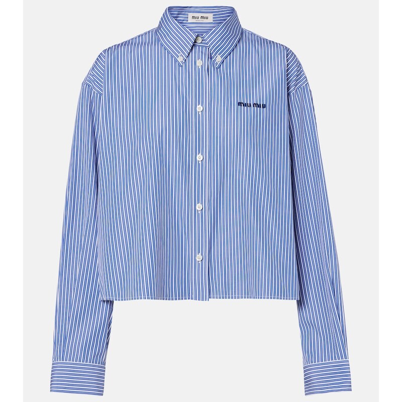 Miu Miu Striped cropped cotton poplin shirt