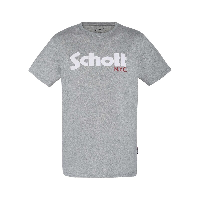 Schott NYC Tričko šedý melír / červená / bílá