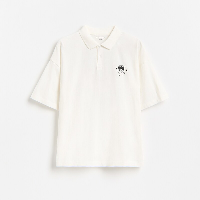 Reserved - Tričko polo s potiskem - krémová