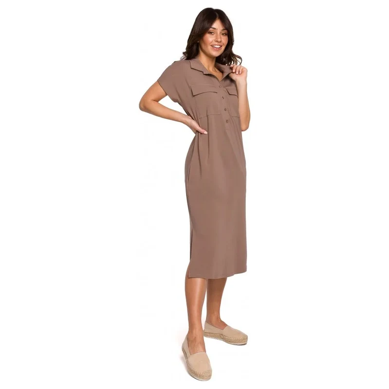 Safari šaty s kapsami a klopou model 18003947 - BeWear