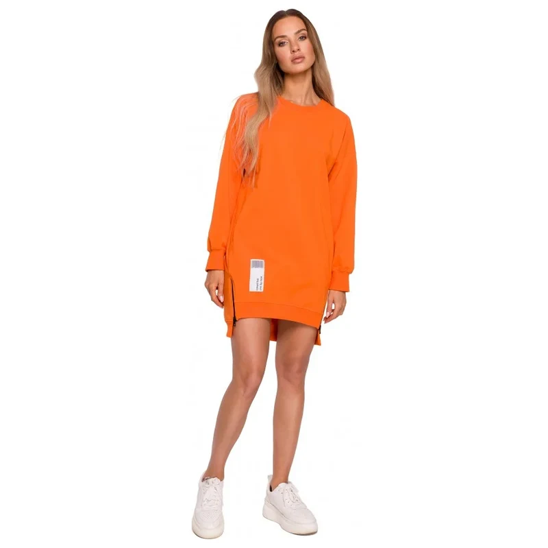 model 18004078 Svetrová tunika se zipy oranžová - Moe