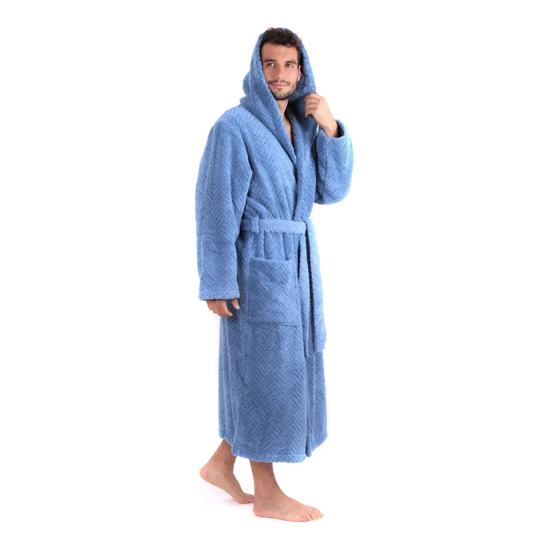 Vestis pánský župan Athena s kapucí denim