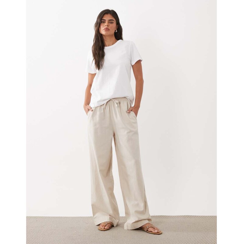 ASOS DESIGN linen co-ord trouser in natural-Neutral