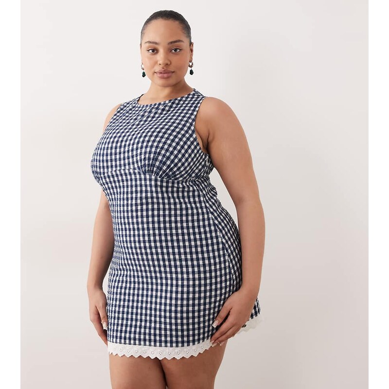 ASOS Curve ASOS DESIGN Curve slash neck mini sundress with