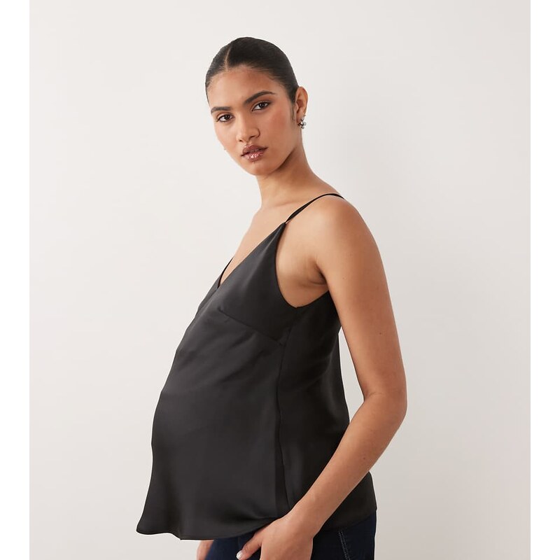 ASOS Maternity ASOS DESIGN Maternity v neck satin cami in black