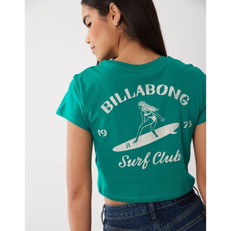 Billabong surf print cropped beach t-shirt in faded green