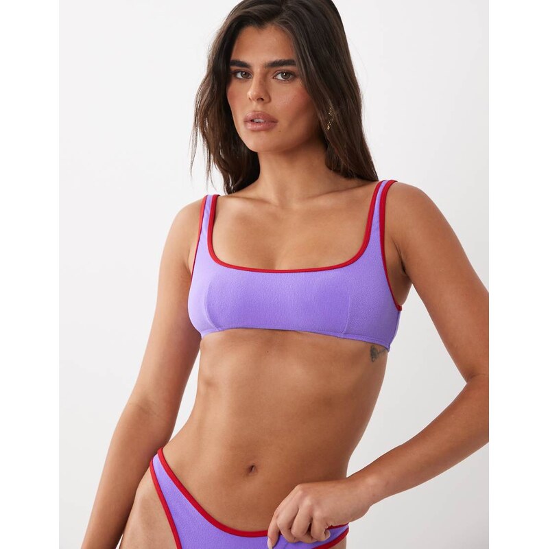 ASOS DESIGN Mara towelling Mirissa scoop crop bikini top with