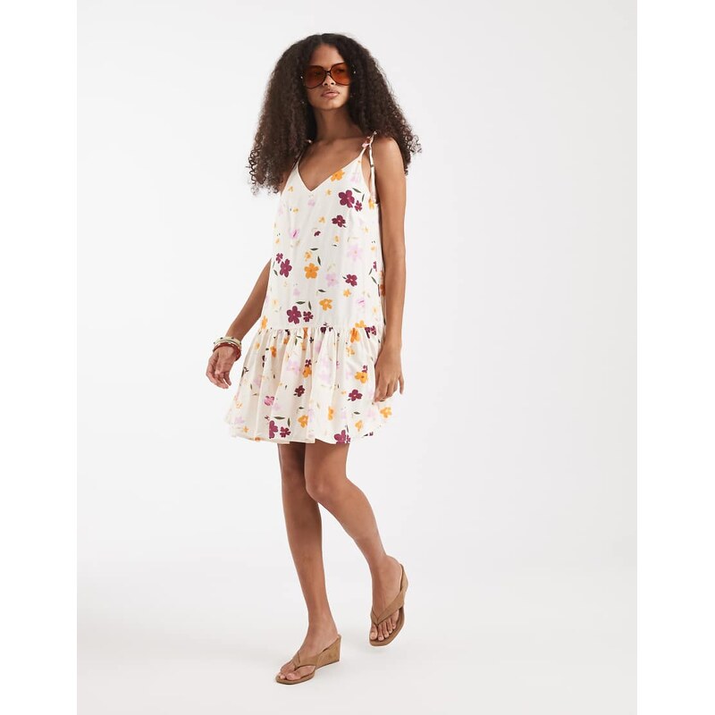 ONLY pleated mini dress in white florals