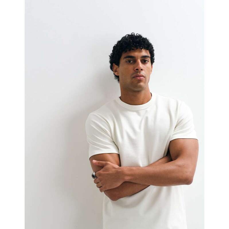 ASOS DESIGN breatheMAX heavyweight crew neck t-shirt in cream