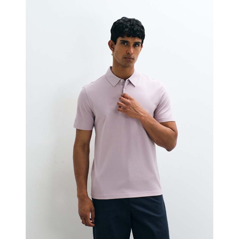 Mango regular fit polo neck t-shirt in light pink