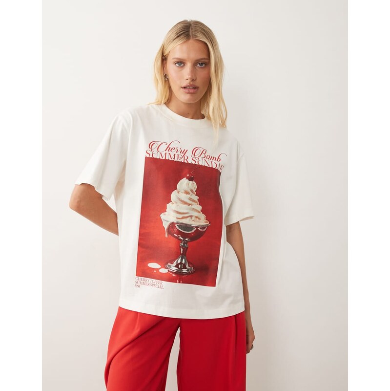 ASOS DESIGN oversized t-shirt with summer sundae graphic in
