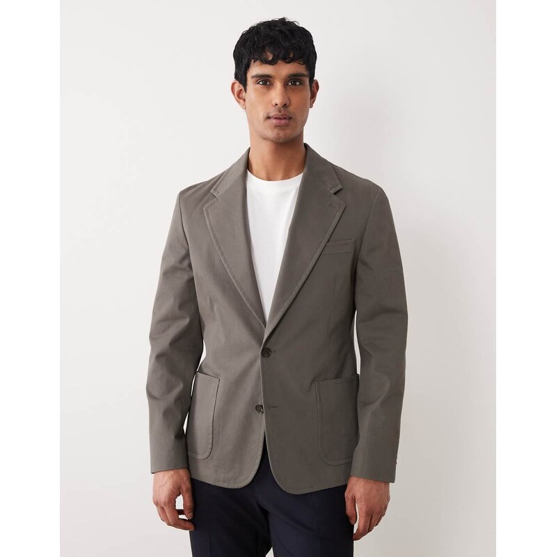 ASOS DESIGN slouchy blazer in olive green cotton twill