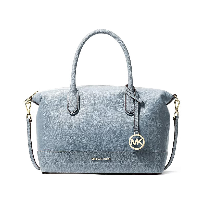 Michael Kors Hyde medium kožená kabelka světle modrá